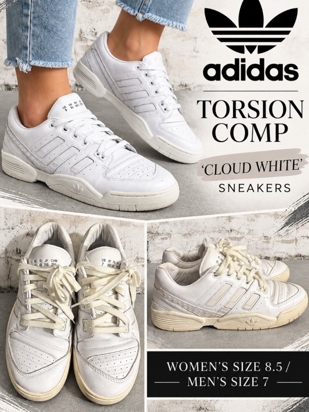 Adidas Torison Comp 'Cloud White' Sneakers Size 8.5 (Women's) or 7 (Men's)